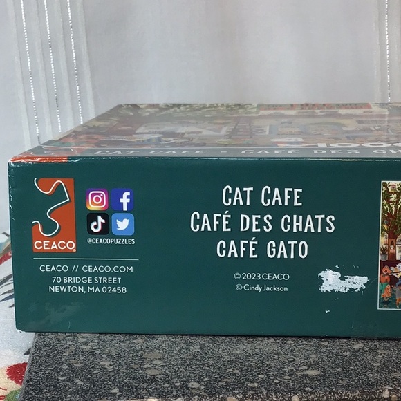 🐈 CEACO ‘Cat Cafe’ 1000+EZ-2-Hold Larger Size Pieces Jigsaw Puzzle with Poster - Picture 4 of 9